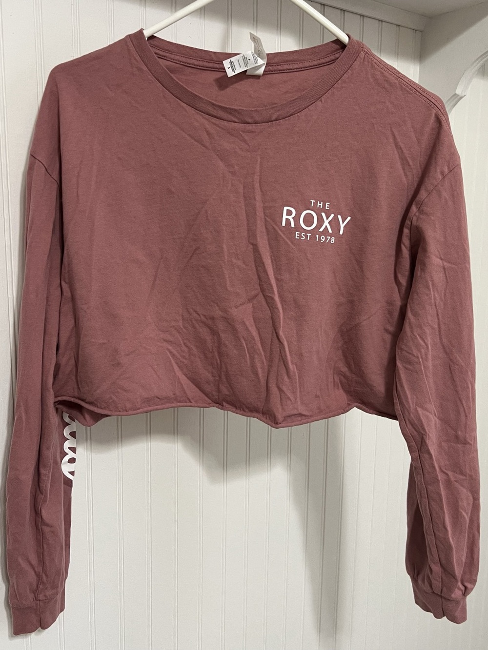 Roxy Cropped Long Sleeve Top in Pink Size Small